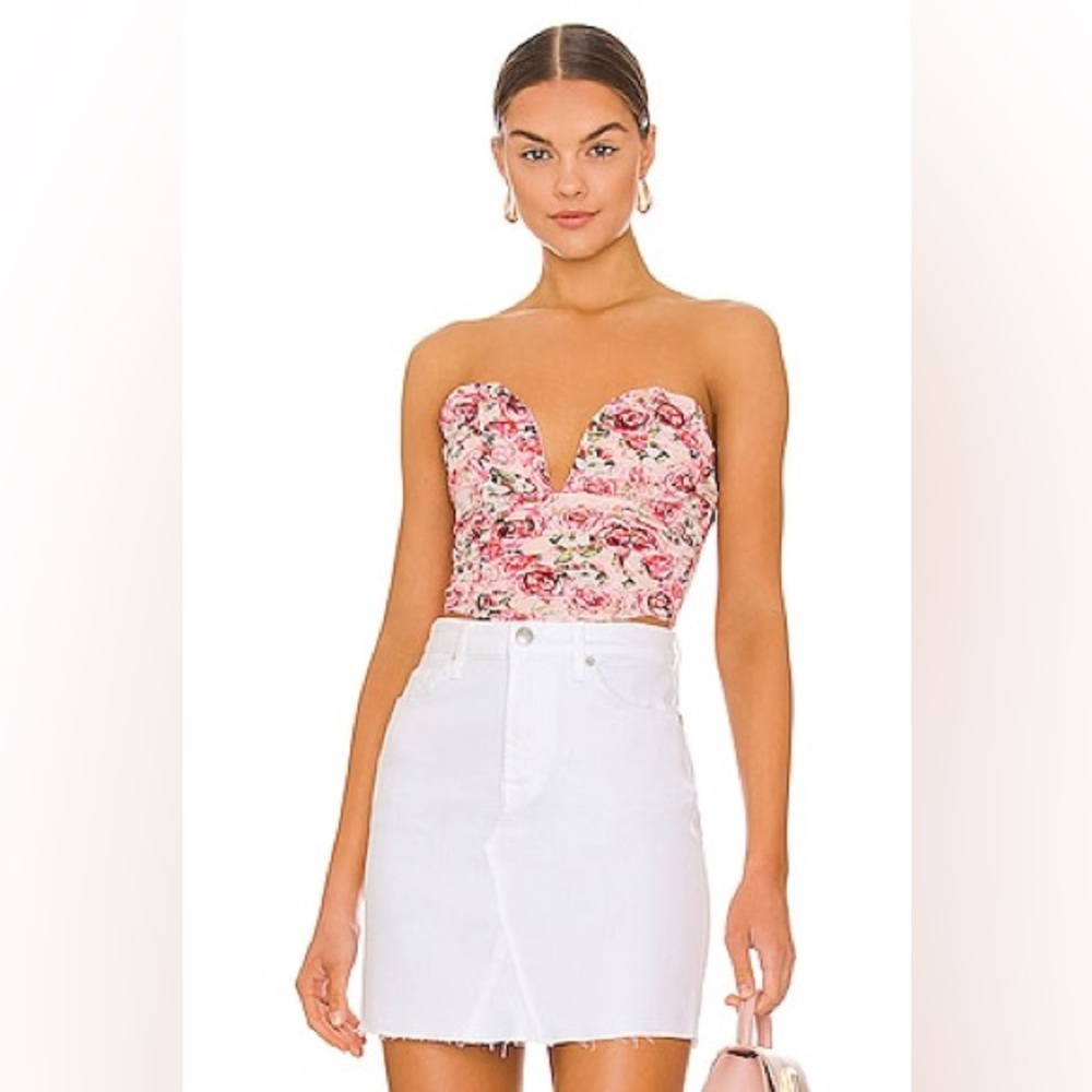 Revolve More To Come floral strapless plunge top
